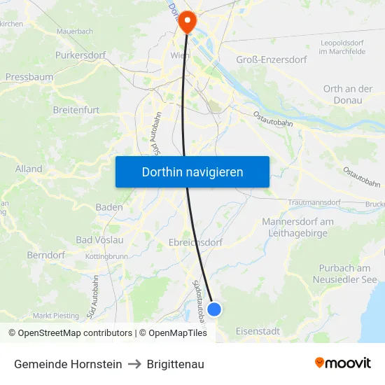 Gemeinde Hornstein to Brigittenau map
