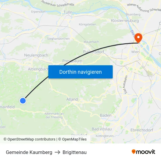 Gemeinde Kaumberg to Brigittenau map