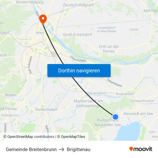 Gemeinde Breitenbrunn to Brigittenau map