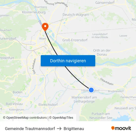 Gemeinde Trautmannsdorf to Brigittenau map