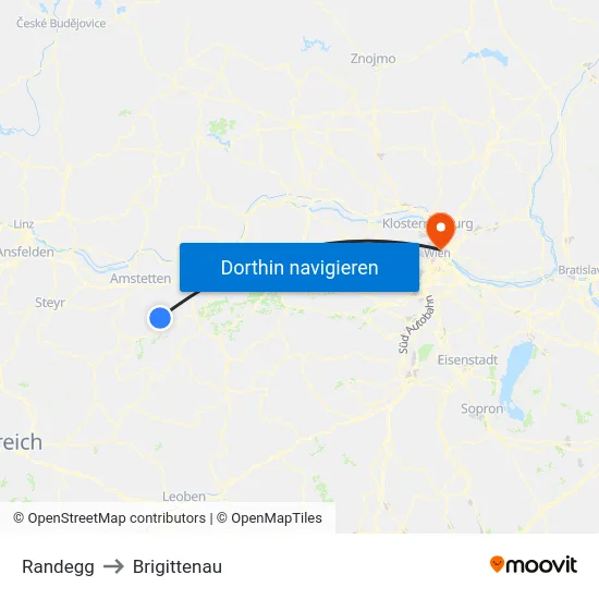 Randegg to Brigittenau map