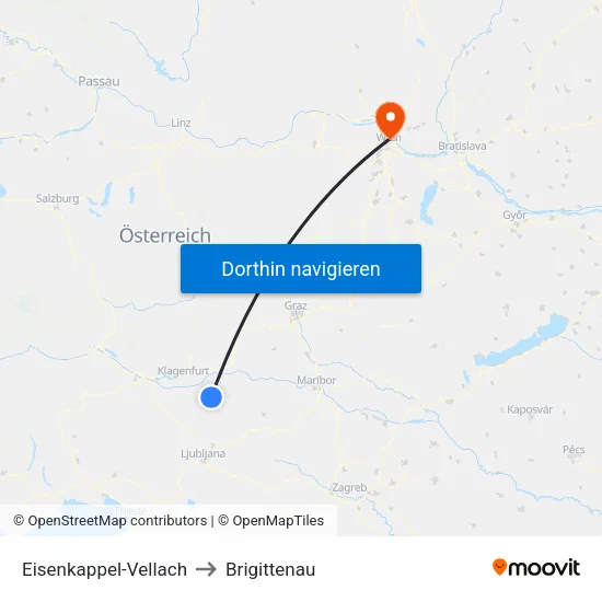Eisenkappel-Vellach to Brigittenau map