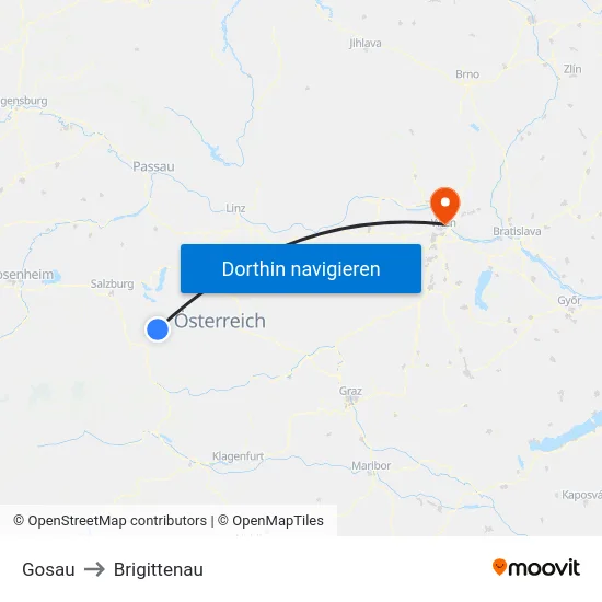 Gosau to Brigittenau map