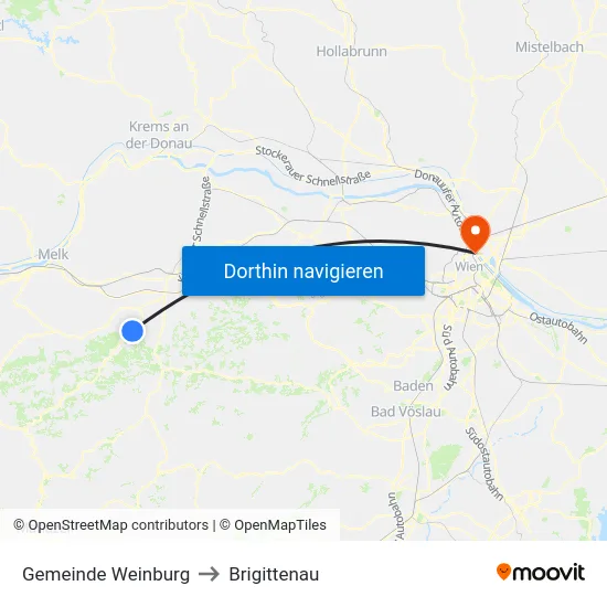 Gemeinde Weinburg to Brigittenau map