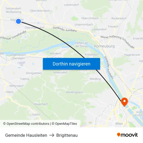 Gemeinde Hausleiten to Brigittenau map