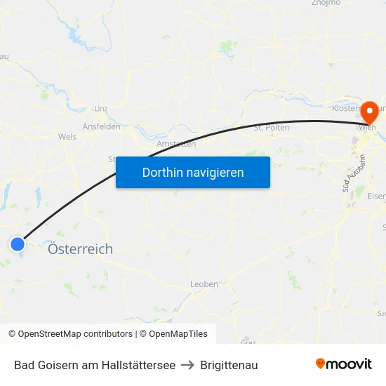 Bad Goisern am Hallstättersee to Brigittenau map
