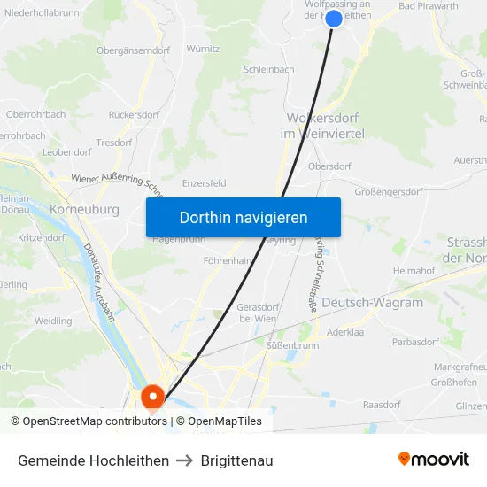 Gemeinde Hochleithen to Brigittenau map