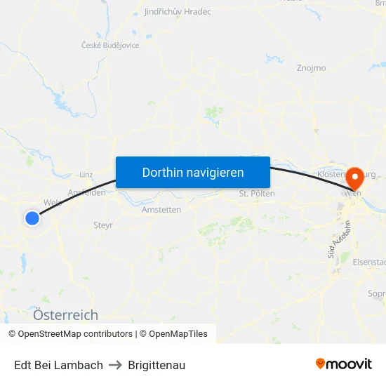 Edt Bei Lambach to Brigittenau map