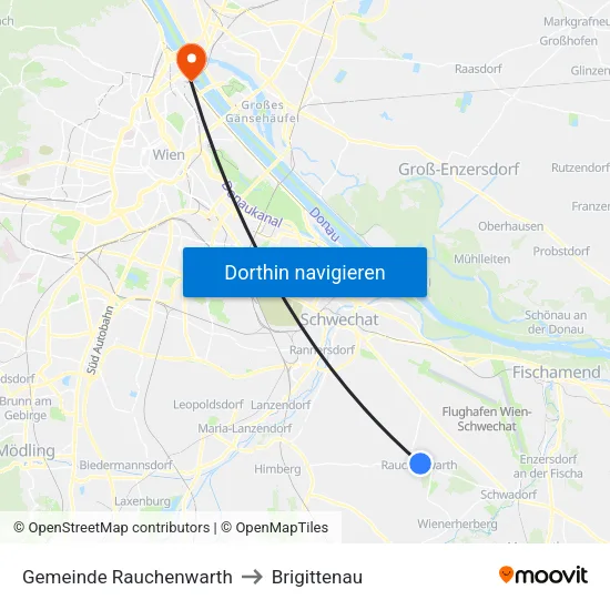 Gemeinde Rauchenwarth to Brigittenau map