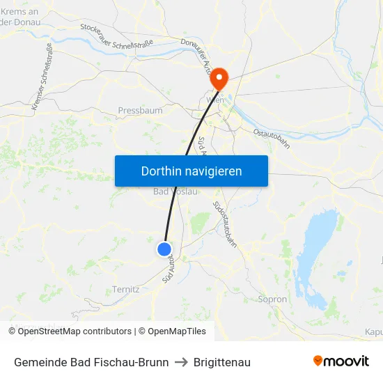 Gemeinde Bad Fischau-Brunn to Brigittenau map