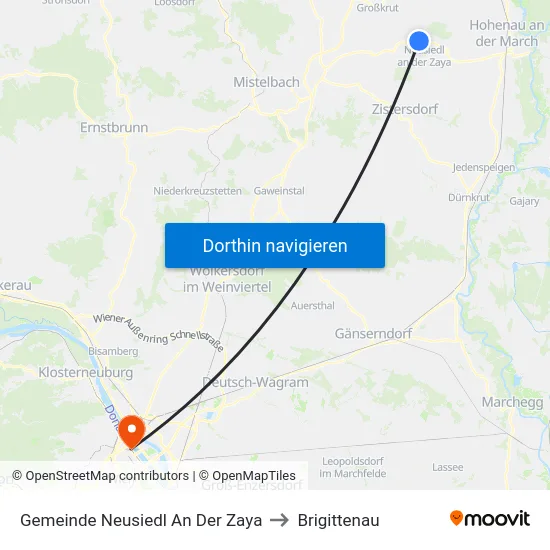 Gemeinde Neusiedl An Der Zaya to Brigittenau map