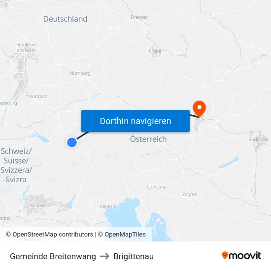 Gemeinde Breitenwang to Brigittenau map