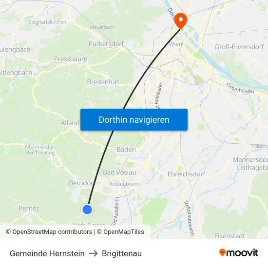 Gemeinde Hernstein to Brigittenau map