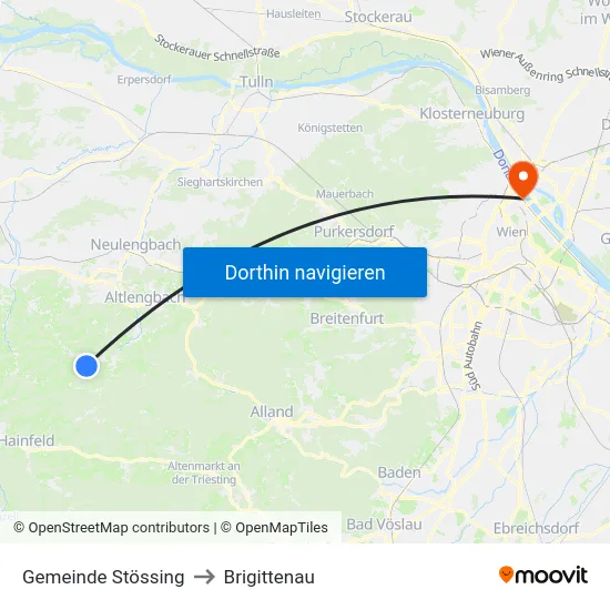 Gemeinde Stössing to Brigittenau map