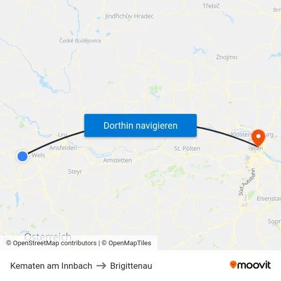 Kematen am Innbach to Brigittenau map