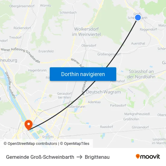 Gemeinde Groß-Schweinbarth to Brigittenau map