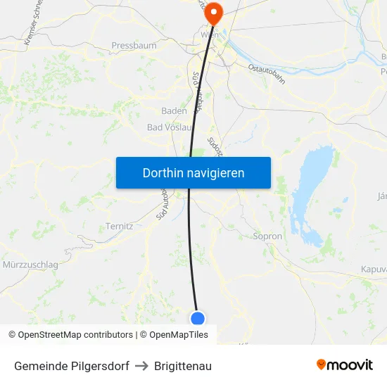 Gemeinde Pilgersdorf to Brigittenau map