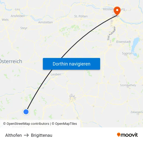 Althofen to Brigittenau map