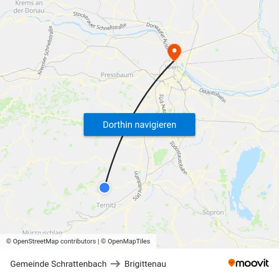 Gemeinde Schrattenbach to Brigittenau map