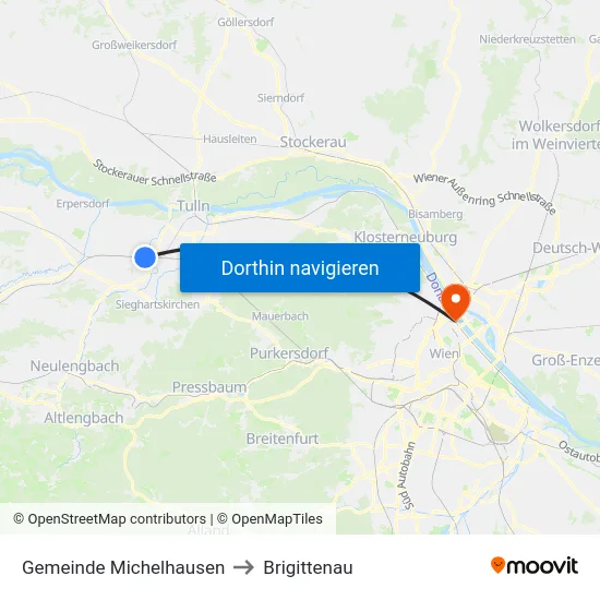 Gemeinde Michelhausen to Brigittenau map