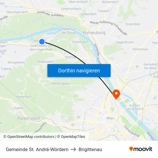 Gemeinde St. Andrä-Wördern to Brigittenau map
