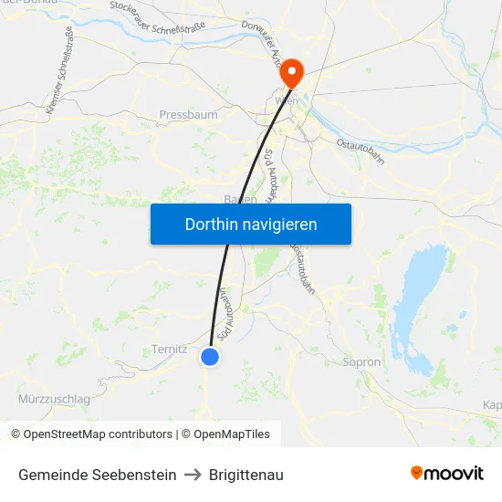 Gemeinde Seebenstein to Brigittenau map