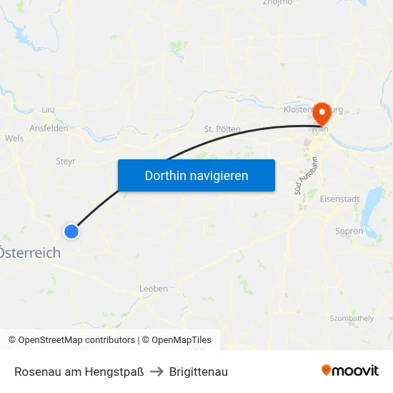 Rosenau am Hengstpaß to Brigittenau map