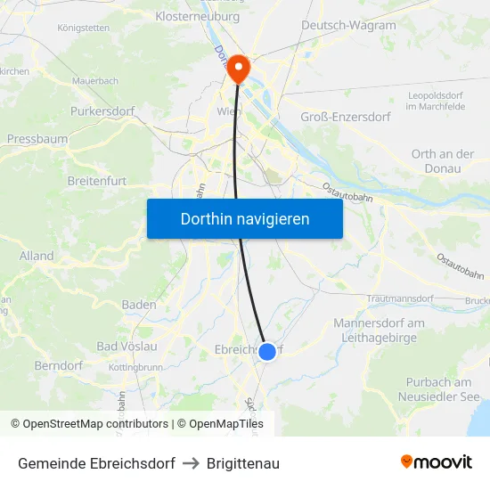 Gemeinde Ebreichsdorf to Brigittenau map