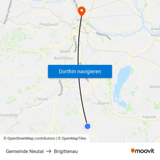 Gemeinde Neutal to Brigittenau map