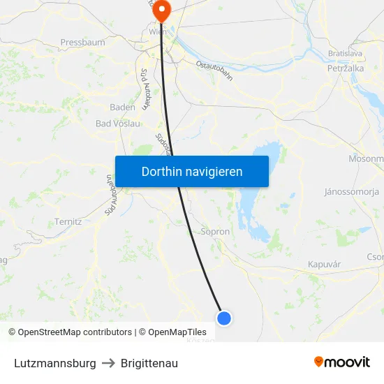 Lutzmannsburg to Brigittenau map