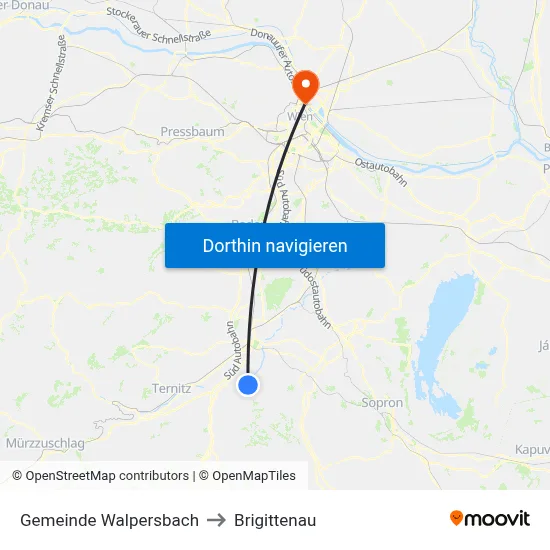 Gemeinde Walpersbach to Brigittenau map
