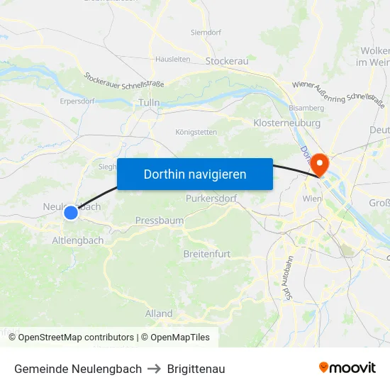 Gemeinde Neulengbach to Brigittenau map