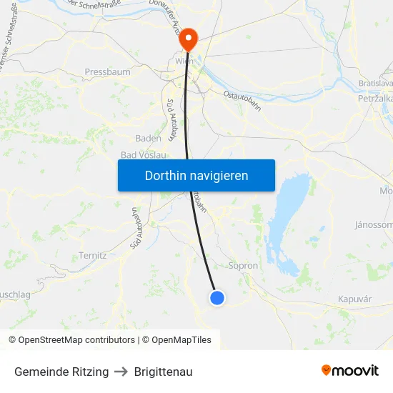 Gemeinde Ritzing to Brigittenau map
