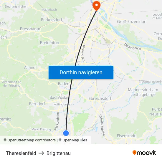 Theresienfeld to Brigittenau map