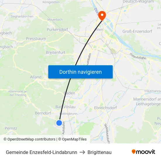 Gemeinde Enzesfeld-Lindabrunn to Brigittenau map