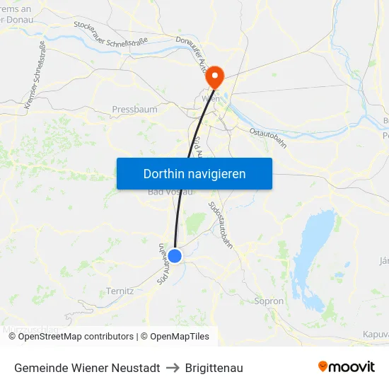 Gemeinde Wiener Neustadt to Brigittenau map