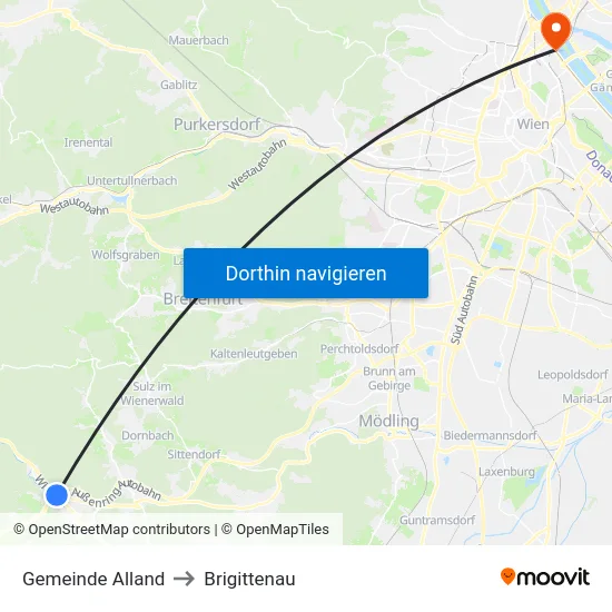 Gemeinde Alland to Brigittenau map