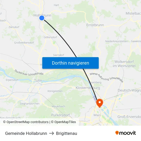 Gemeinde Hollabrunn to Brigittenau map
