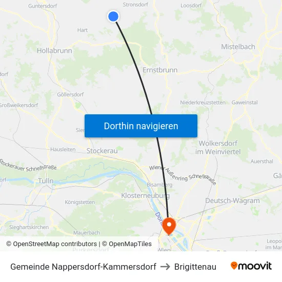 Gemeinde Nappersdorf-Kammersdorf to Brigittenau map