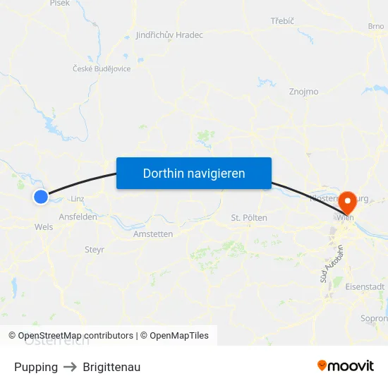 Pupping to Brigittenau map