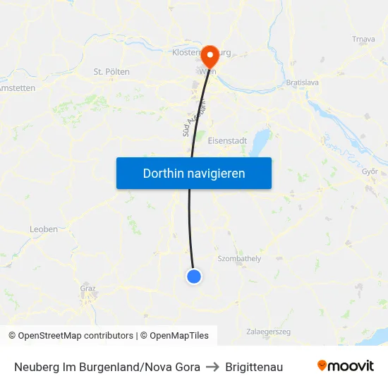 Neuberg Im Burgenland/Nova Gora to Brigittenau map