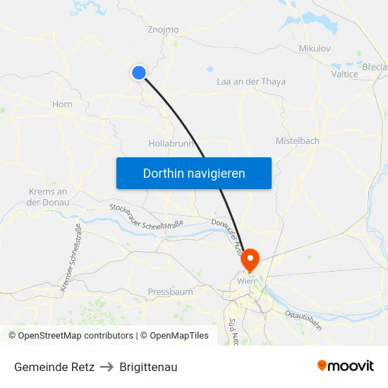 Gemeinde Retz to Brigittenau map