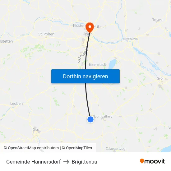 Gemeinde Hannersdorf to Brigittenau map