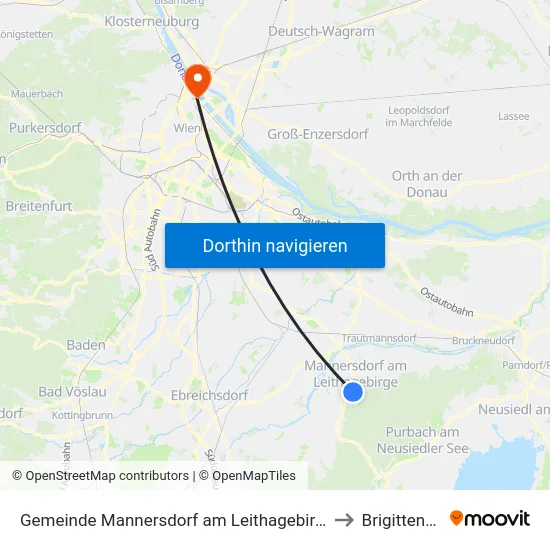 Gemeinde Mannersdorf am Leithagebirge to Brigittenau map