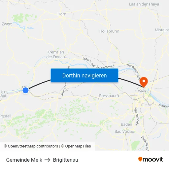 Gemeinde Melk to Brigittenau map