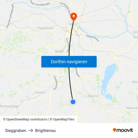 Sieggraben to Brigittenau map