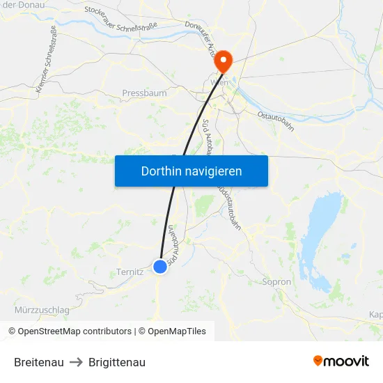 Breitenau to Brigittenau map