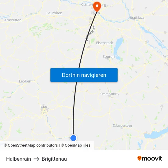 Halbenrain to Brigittenau map