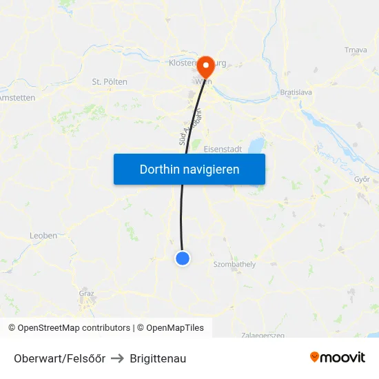 Oberwart/Felsőőr to Brigittenau map