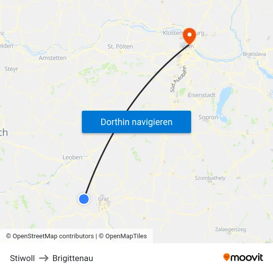 Stiwoll to Brigittenau map